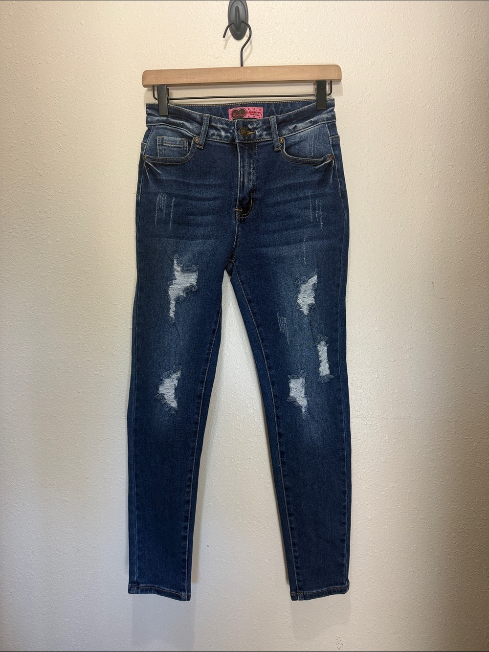 Wave Dark Blue Distressed Jeans, Size 5